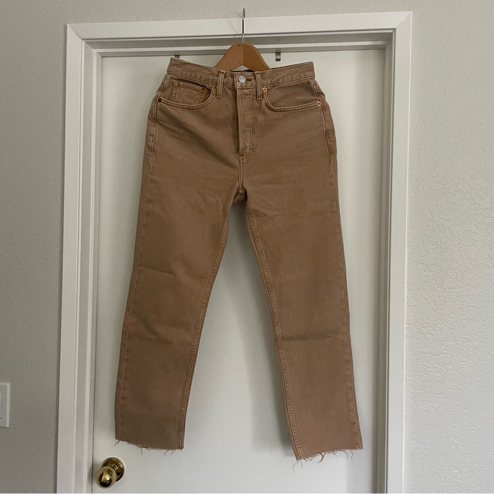 Re/Done Tan 70s Stove Pipe Jeans